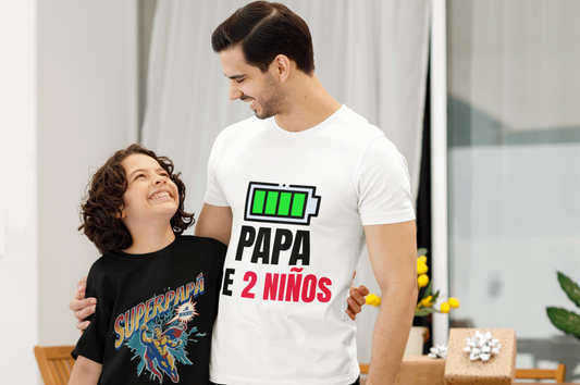 Papá de 2 niños Batería Full - Día De Los Padres